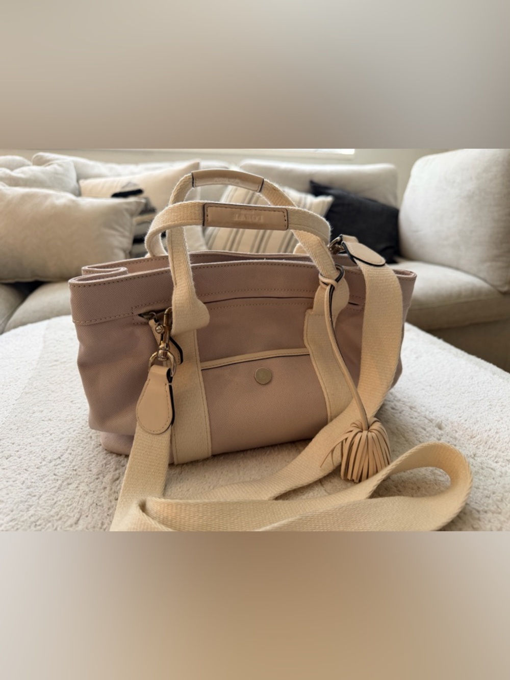 Loewe Blush Violet Canvas Small Tote with Tassel